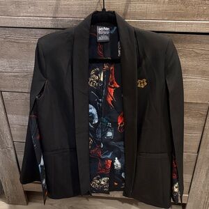 Harry Potter Hogwarts Cape Sleeve Blazer with Magical Creatures Lining